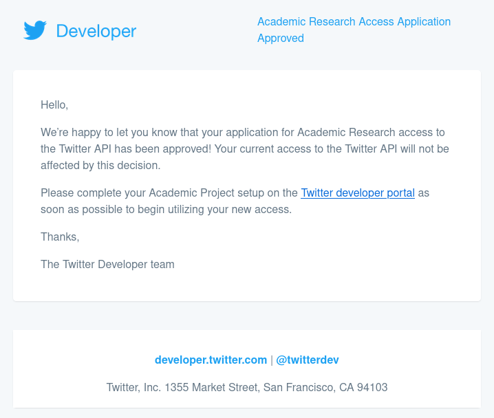 Academic Research Access Application Email